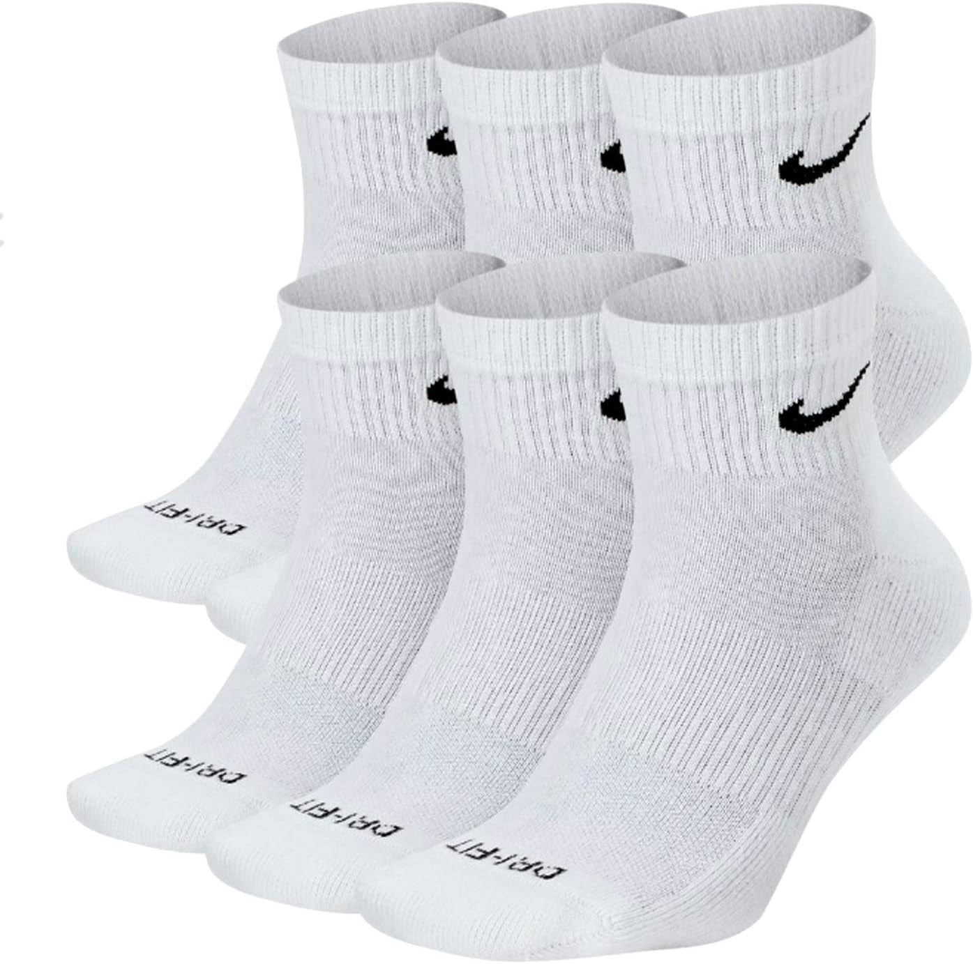 plus Cushion Socks (6-Pair) (M (Men'S 6-8 / Women'S 6-10), Ankle(Quarter) White)
