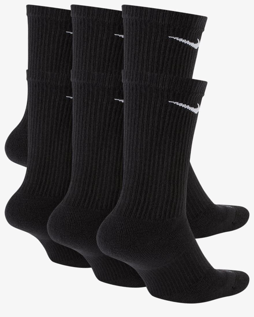 Everyday plus Cotton Cushioned Crew Socks (6 Pair) (Black, Large)