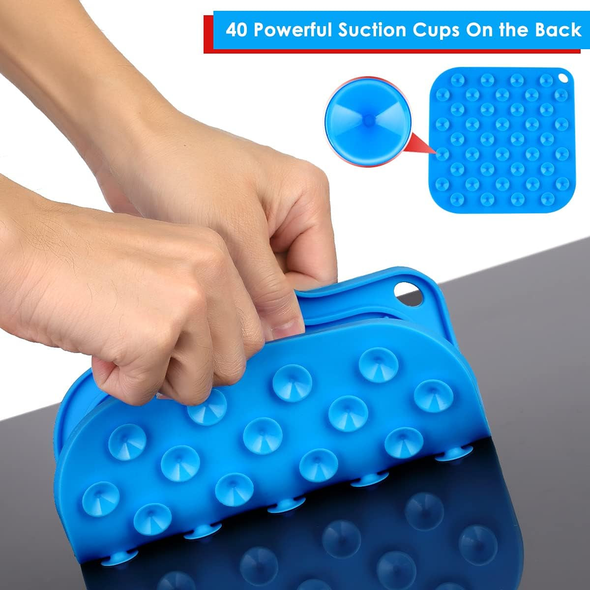 Lick Mat for Dogs & Cats, Slow Feeder Dog Bowls with 40 Suctions, Anxiety Reducer, Bpa-Free Silicone, Blue
