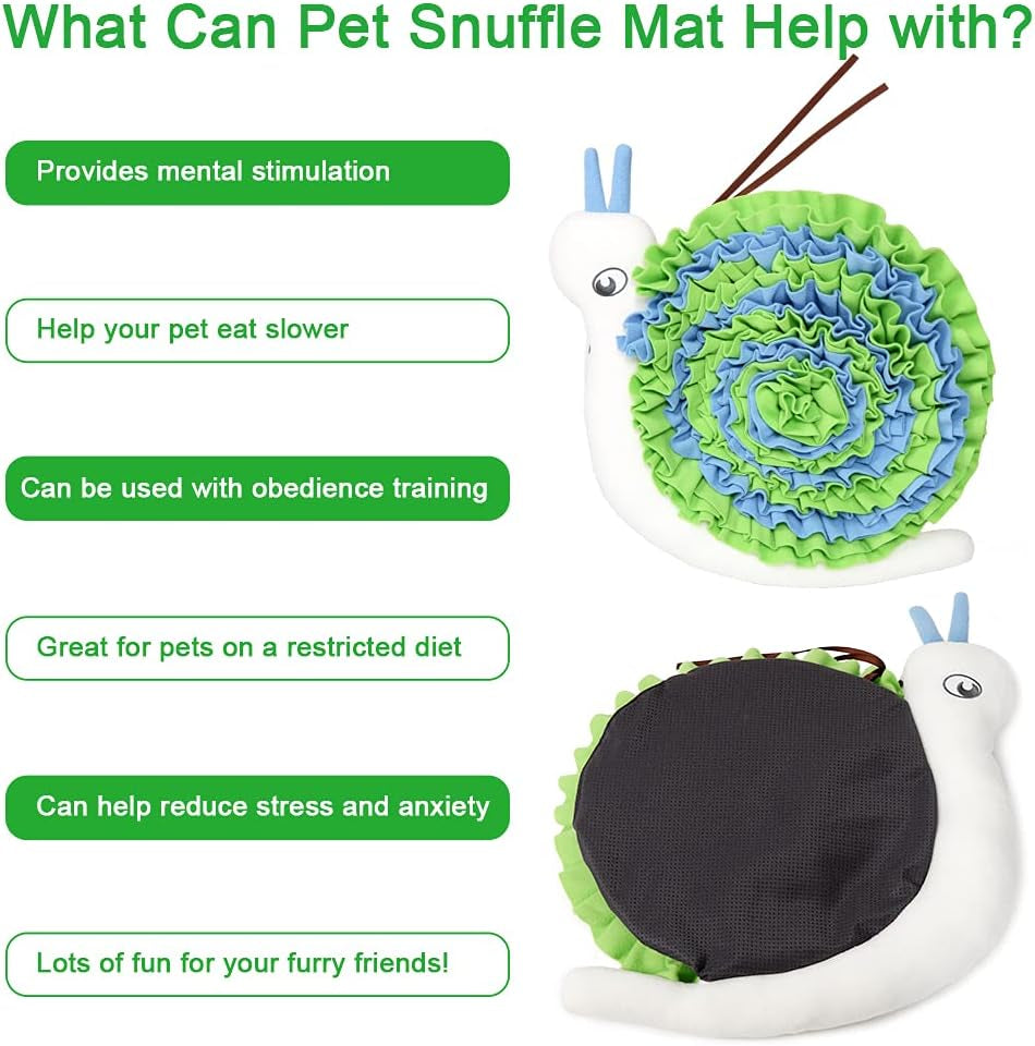 Snuffle Mat for Dogs - Pet Snuffle Mat, Dog Snuffle Mat for Medium and Large Dogs, Dog Feeding Mat, Dog Puzzle Toy Encourages Natural Foraging Skills ( Snail)