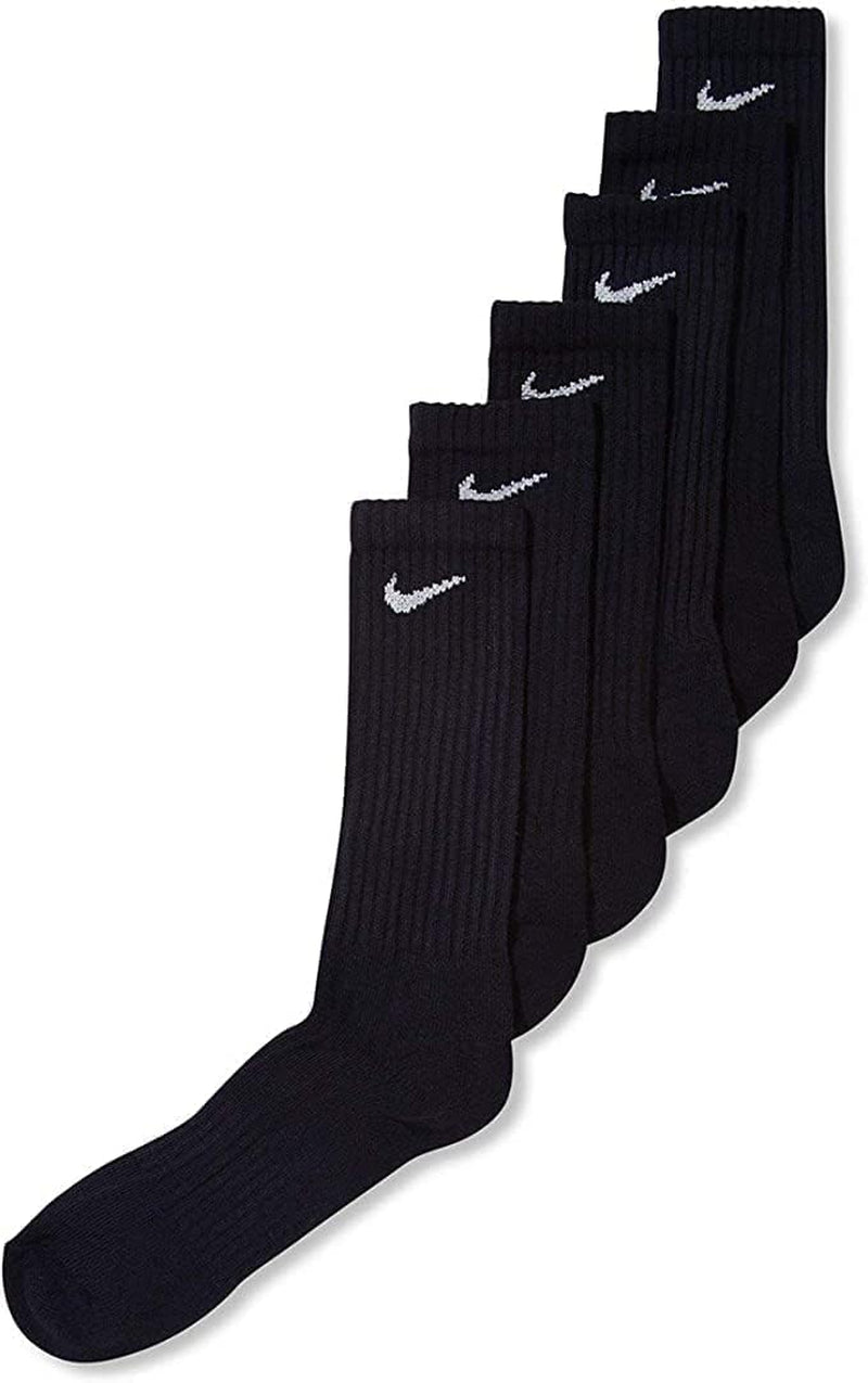 Everyday plus Cotton Cushioned Crew Socks (6 Pair) (Black, Large)